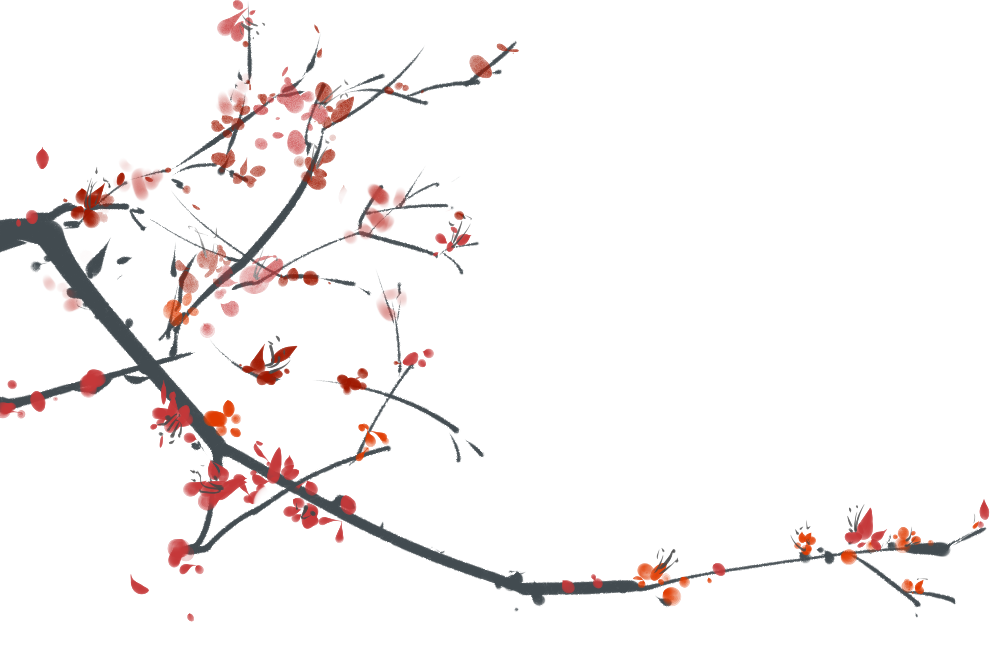 中国风水墨彩色梅花