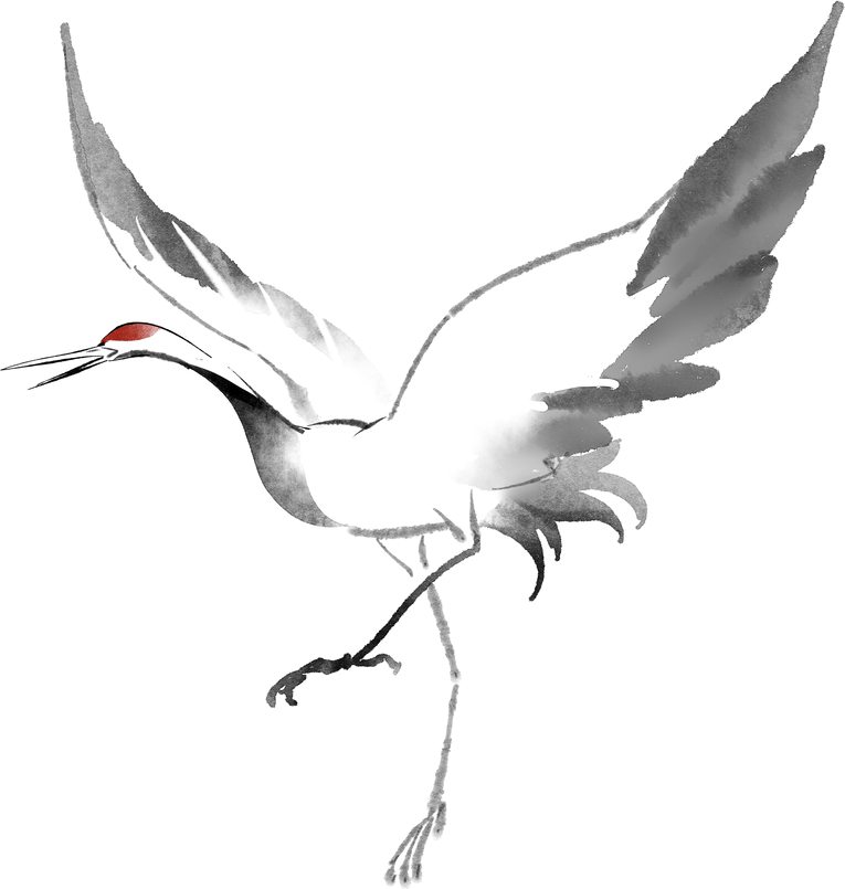 中国传统功夫水墨插画-鹤